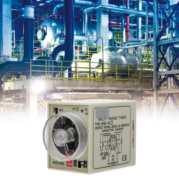 Adjustable On Delay Time Relay AC 220V 50/60Hz Multi Time Period AH3-NA Power On Delay Timer Control Relay Switch for Home Improvement and Industrial Electrical Equipment, 1 Pack (3.54 x 2.36 Inches)