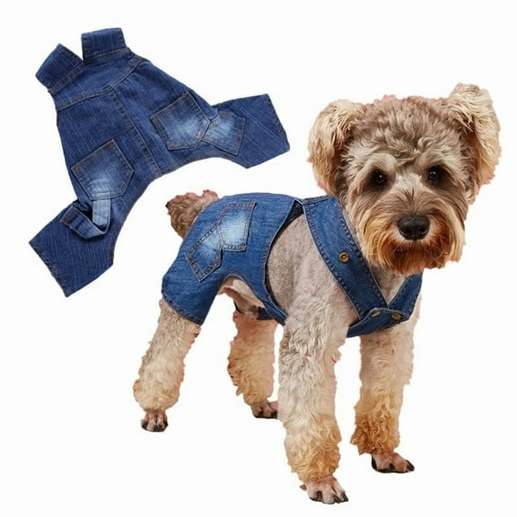 Adjustable Denim Dog Overalls for Small and Medium Dogs, Soft Jean Pet Jumpsuit, Comfortable Puppy Clothes Outfit ,Blue XXL