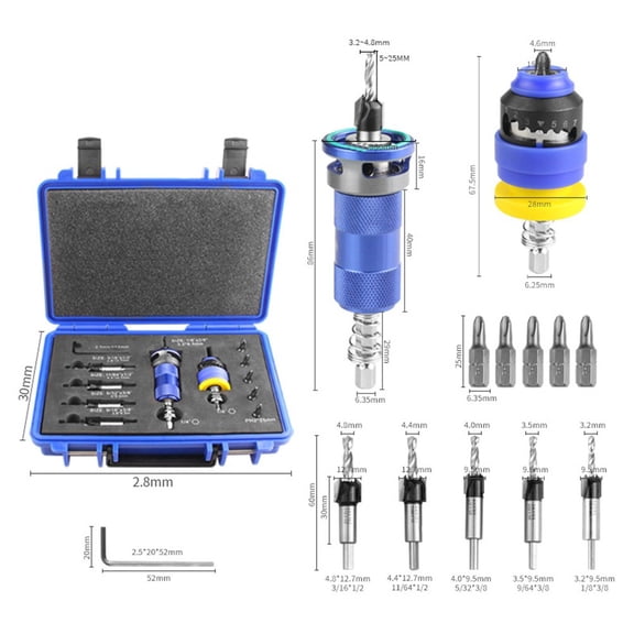 Adjustable Depth Stop Counterbore Drill Bit Set: Precision Woodworking Tool