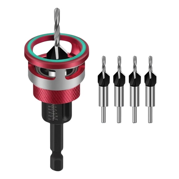 Adjustable Depth Stop Countersink Drill Bit Set, High Speed Steel Tool for Woodworking and Metal