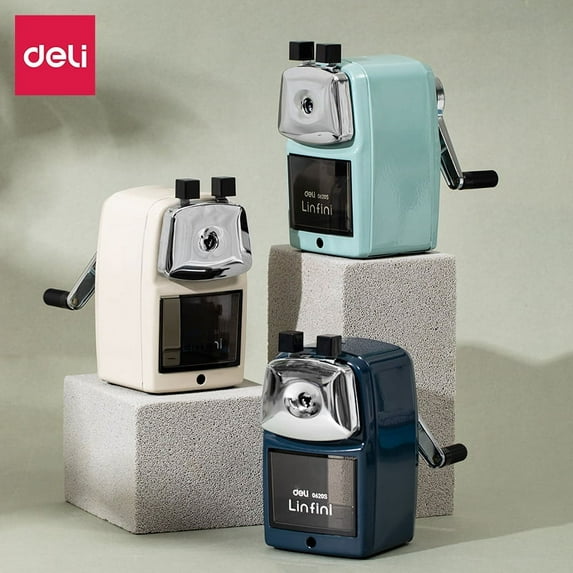 Adjustable Desk Black and Blue Handheld Manual Pencil Sharpener Hand Crank Pencil Sharpeners Classrom Sharpeners for Graphite & Colored Pencils