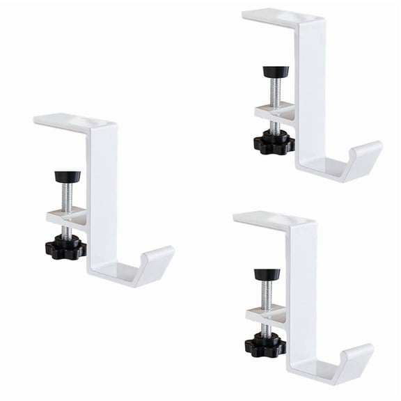 Adjustable Desk Edge Hook Gaming Headset Desk Hanger Backpack Storage Hanging Hook Holder Punch-Free Organizer 3pcs,3 x Punch-free table storage hooks,White&Black