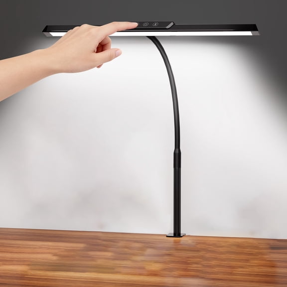 Adjustable Desk Lamp for Workbench, 25 Lighting Modes, 12.8in Flexible Gooseneck, DC Adapter Powered, Ultra-Wide Illumination for Drafting, Sewing, Reading, Black