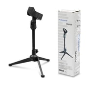 Adjustable Desk Microphone Stand with Mic Clip, Upgraded Tabletop Mic Holder for Max 1.7" Diameter Microphones, Black Plastic