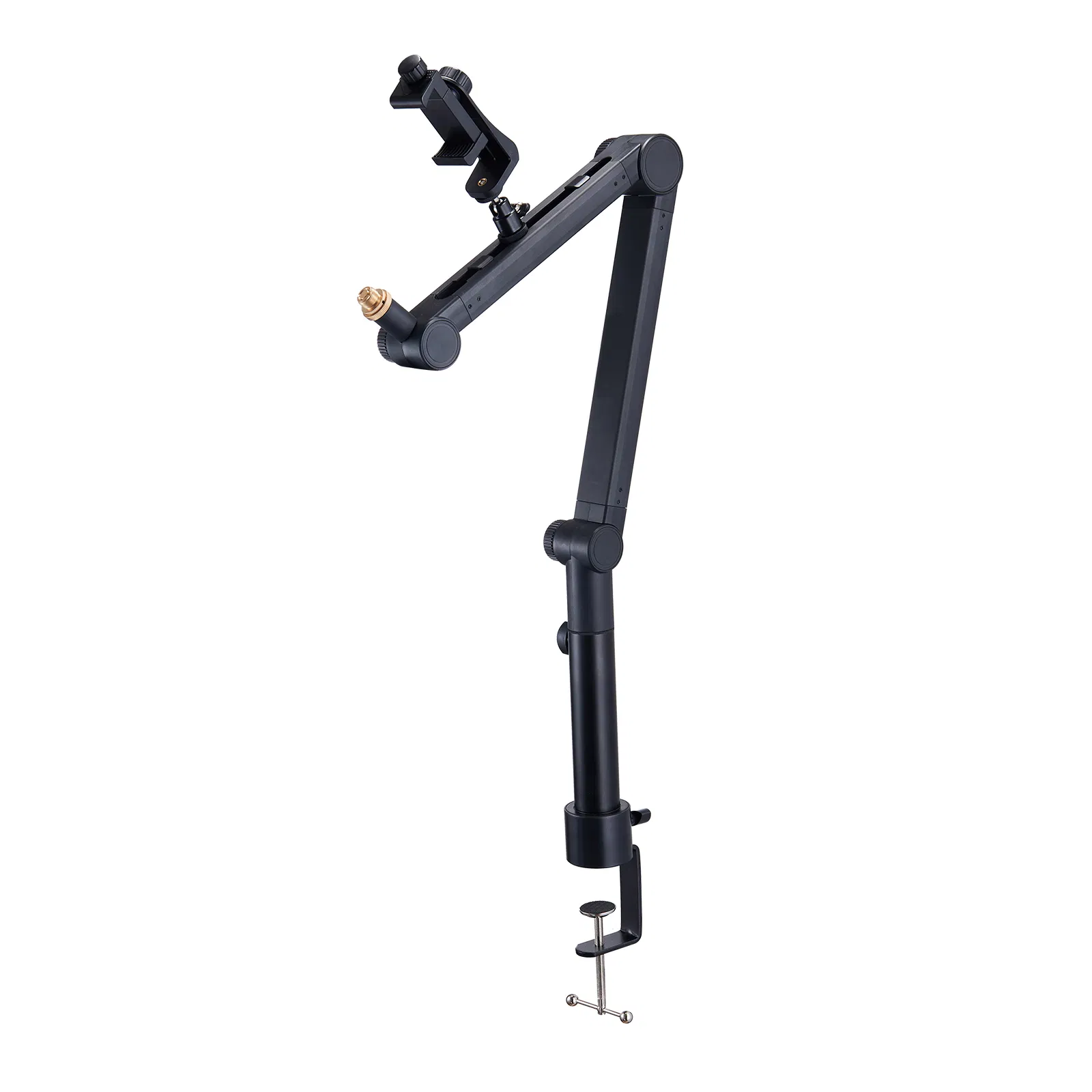 Adjustable Desk-Mounted Microphone Arm with 360° Rotation,Universal Adapter,and Headphone Holder for Blue Yeti,HyperX Quadcast,and More