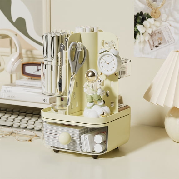 Adjustable Desk Organizer with Drawers, Large Capacity Pencil Holder and Storage Tray, Modular Office Supplies Organizer for Student Study Table, Desktop Accessory