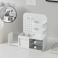 thumbnail image 1 of Adjustable Desk Pegboard Organizer with Retractable Book Stand – Multi-Functional Plastic Storage Box for Stationery & Books – Expandable Desktop Holder for Office, Dorm, 1 of 6