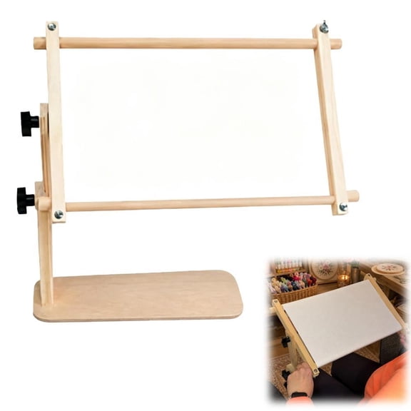 Adjustable Desktop Embroidery Stand Hands Free Wooden Needlepoint Frame Holder Lap and Table Holder for Tapestry Sewing Craft Work 9x12in