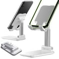 thumbnail image 1 of Adjustable Desktop Smartphone and Tablet Stand, Foldable Heavy Duty Phone Stand with Non-Slip Rubberized Grips and Weighted Base Compatible with iPhone, iPads, Tablets and Nintendo Switch - White, 1 of 7