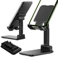 thumbnail image 1 of Adjustable Desktop Smartphone and Tablet Stand, Foldable Heavy Duty Phone Stand with Non-Slip Rubberized Grips and Weighted Base Compatible with iPhone, iPads, Tablets and Nintendo Switch – Black, 1 of 7