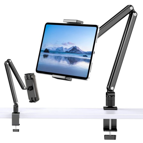 Adjustable Desktop Tablets Mount Holder With Ball Joint For Cooking Offic Video