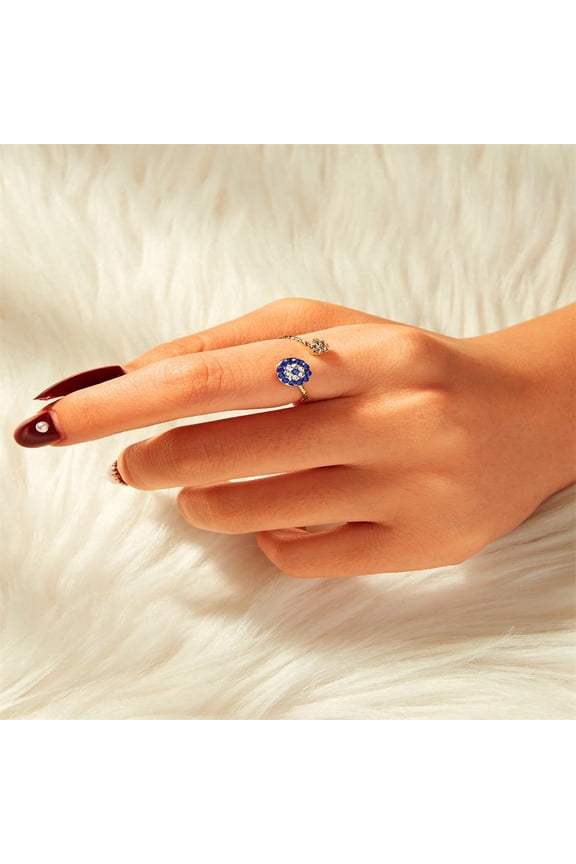 Adjustable Diamond-Accent Alloy Cartoon Character Ring: Retro Goddess Trend Jewelry for Women