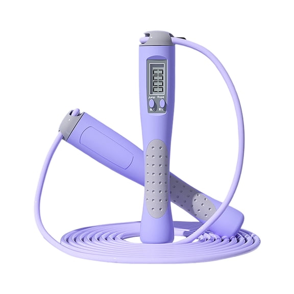 Adjustable Digital Counting Jump Rope, Non- Handle Speed Skipping Rope for Home Gym Fitness Workout Training(Purple,280cm)