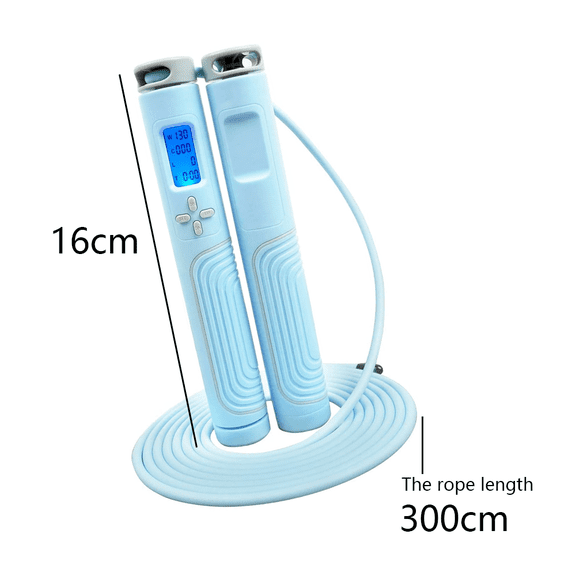 Adjustable Digital Counting , Speed Tangle-Free Skipping Rope with Alarm Reminder - blue