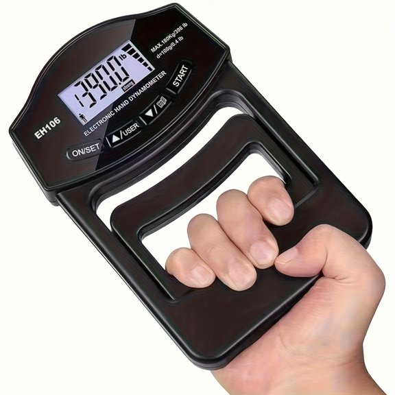 Adjustable Digital Grip Dynamometer Hand Trainer, LCD Screen Strength Measuring Hand Exercise Equipment, 2AAA Battery Operated Ergonomic Gripper for Fitness & Hand Rehabilitation