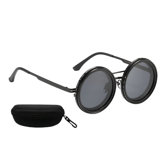 Adjustable Dimming Glasses Round Frame Polarized Sunglass Light Weight Beach Eyewears for Outdoor Cycling Fishing