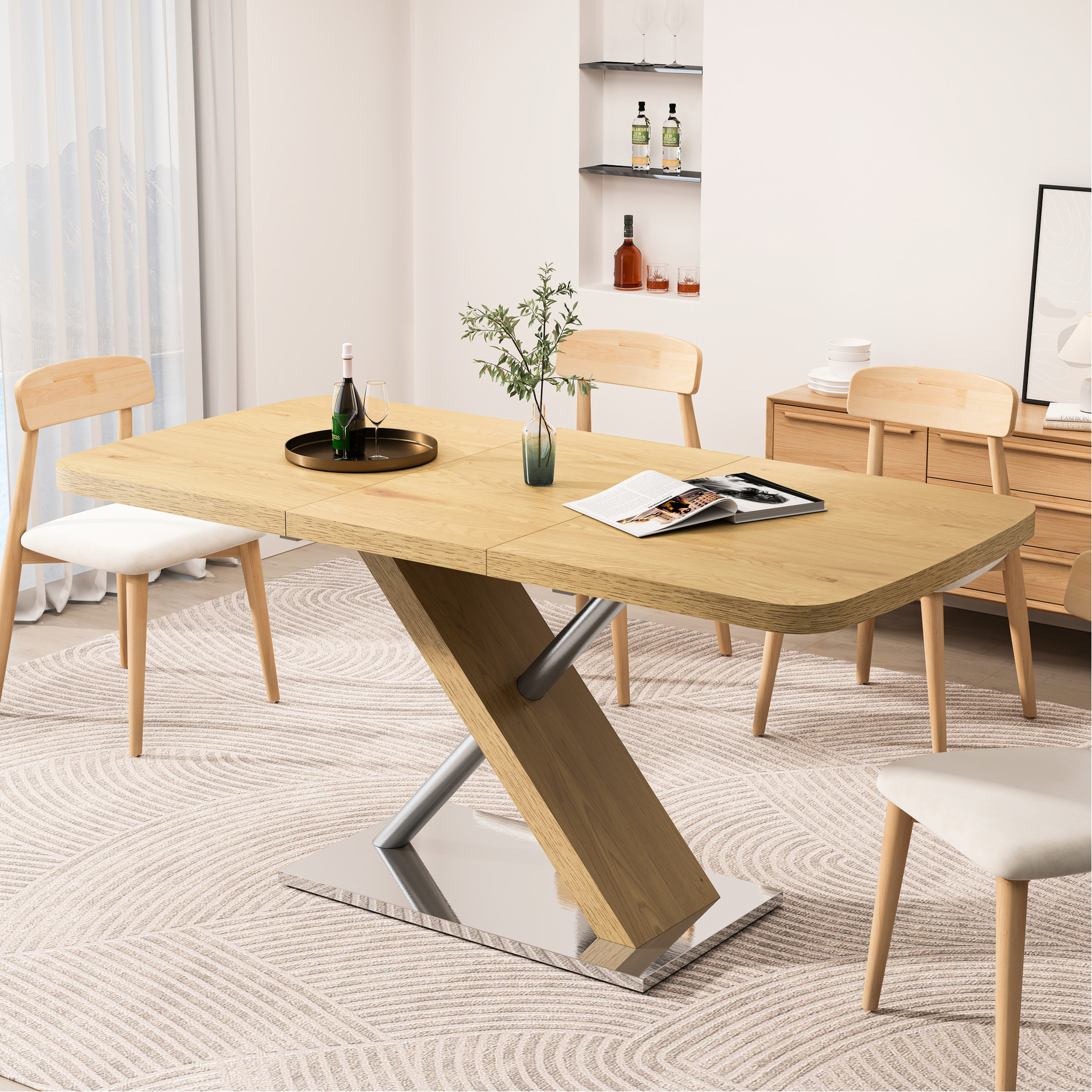 Adjustable Dining Table for Restaurants | One - hand Expand for Seating ...