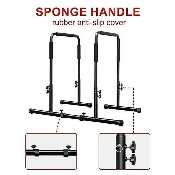 Adjustable Dip Bar Portable Functional Dip Stand Station Exercise Heavy Duty Parallel Bars Workout Equipment for Strength Training