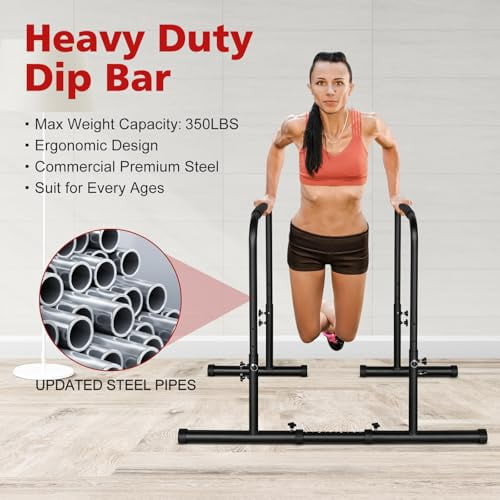 Adjustable Dip Bar Stand Station - Portable Strength Training For Home Gym, 31"-35" Height - View #2