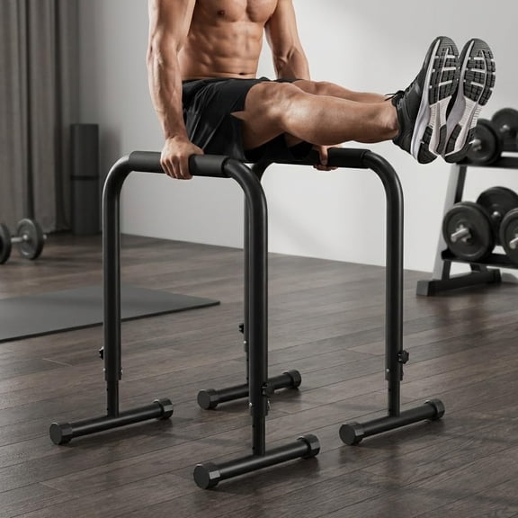 Adjustable Dip Bars Station,Heavy Duty Push Up Bar&Parallettes with with Full Coverage Foam Handle,Portable Parallel Bars&Dip Stand for L-Sit, Dips, Home Gym Strength Training(32"-36" Height)