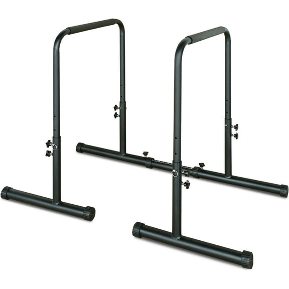 Adjustable Dip Bars for Home, Pull Up Bar Dip Station, Multi-Function Strength Training Dip Stands with Bench