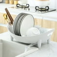 thumbnail image 1 of Adjustable Dish Drying Rack with Drainboard – Space-Saving Countertop Organizer, Non-Slip Kitchen Sink Drainer for Plates, Utensils & Cups (White, 16.73x12.6 Inch), 1 of 9