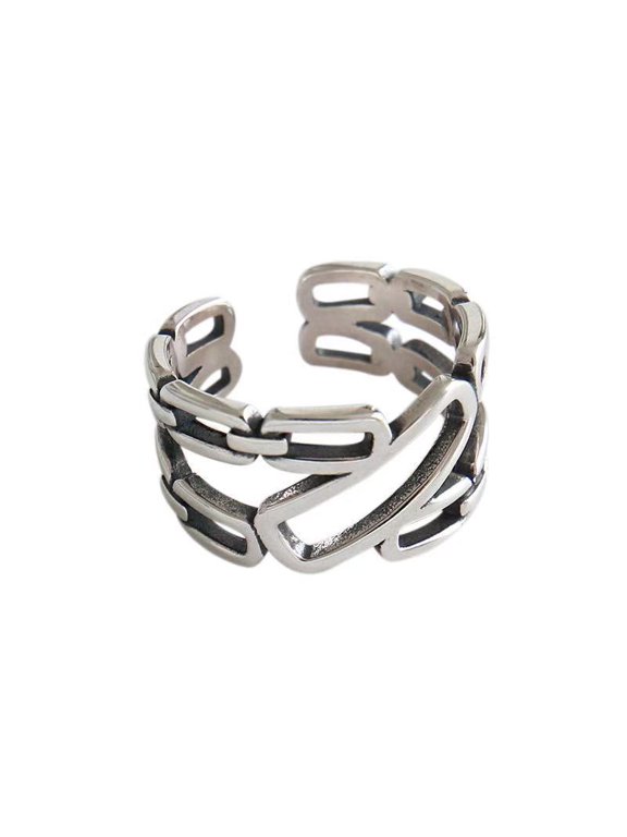 Adjustable Distressed Double Ring Chain Unisex Fashion Simple Retro Ancient Silver Style Individually Packed