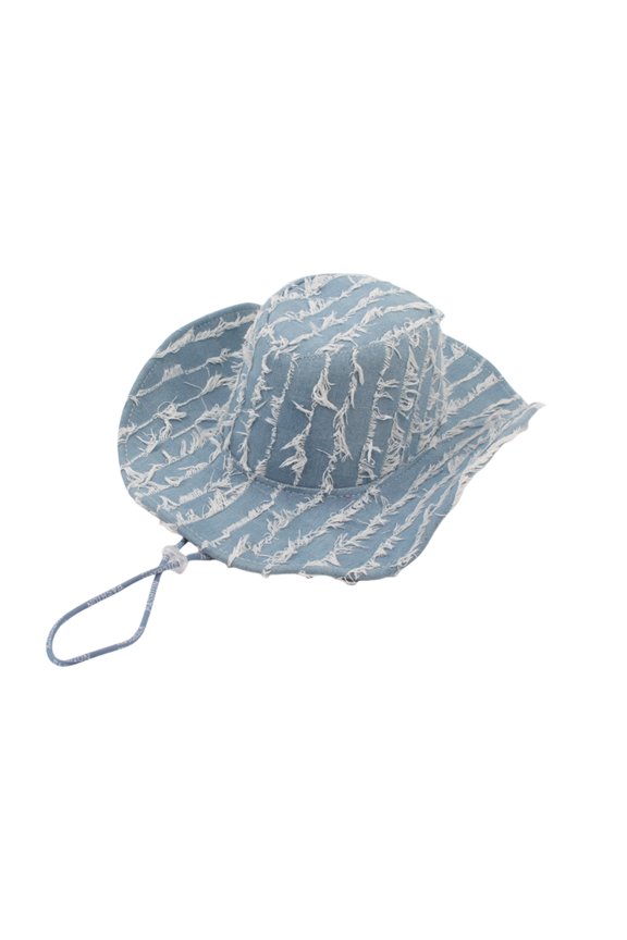 Adjustable Distressed Furry Trim Sun Foldable Wide Brims Fedoras Hat For Beach Camping Fashion Head Accessory