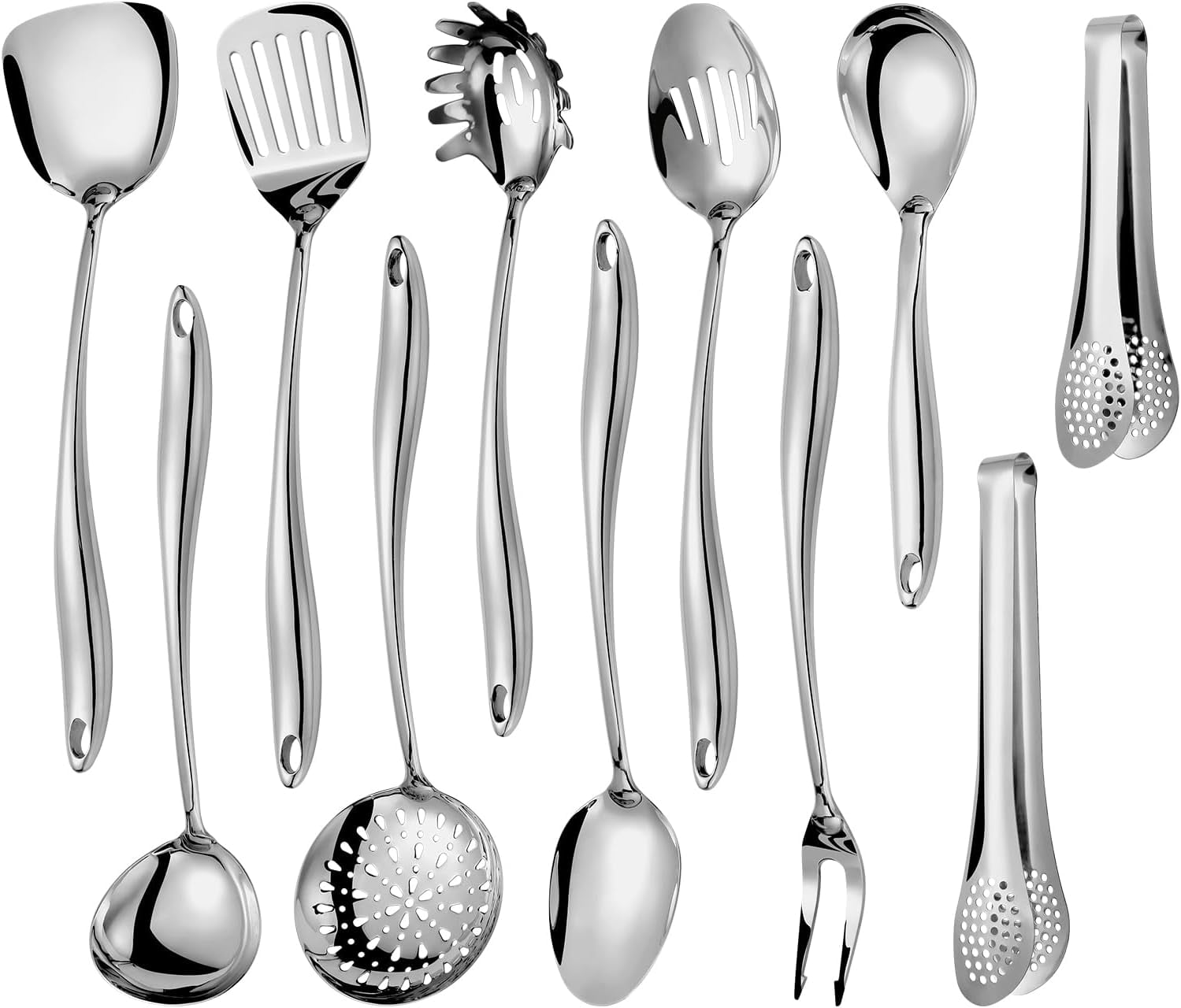 11-Piece Stainless Steel Long Handle Cooking Utensil Set