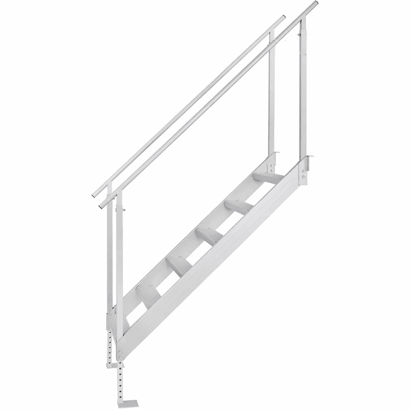 Adjustable Dock Ladder 43-51 Inch, 6 Step Aluminum Boat Ladder with Handrails, 500 lbs Capacity, Pontoon & Marine Boarding Ladder for Lake, Pool & Ship