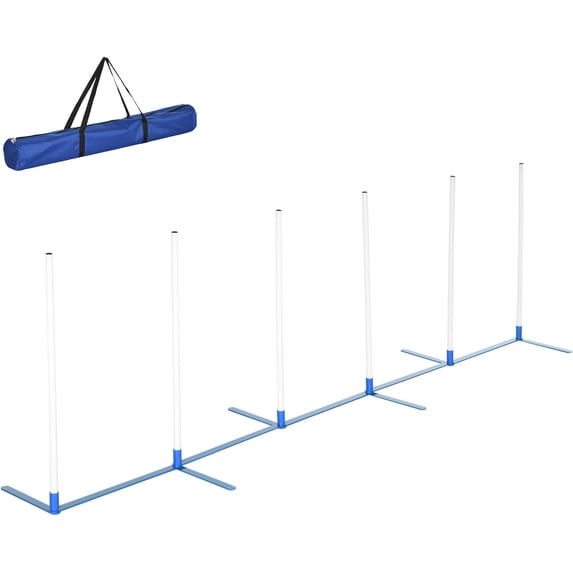Adjustable Dog Agility Training Obstacle Course Set with Weaves Poles Storage Bag for Pet Dogs Outdoor Games Exercise