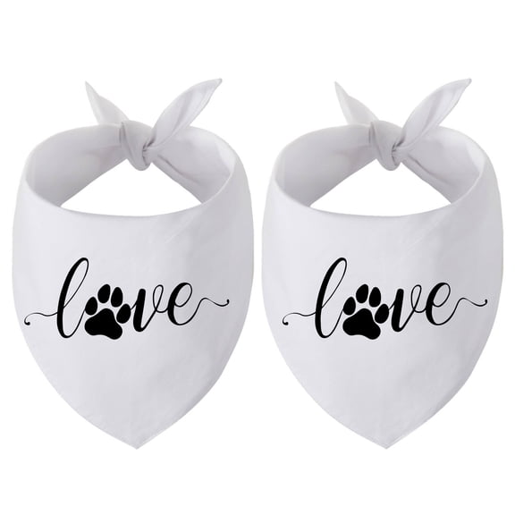 Adjustable Dog Bib, “LOVE” & Paw Design Drool Bandana for Mealtime or Grooming, Wipes Clean for Messy Eaters & Drinkers.
