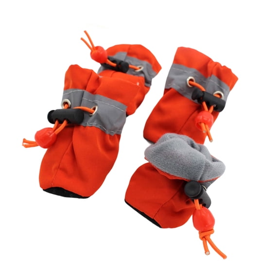 Adjustable Dog Booties with Thick Grip Soles, Protective Paw Covers for Outdoor Winter Walking (2 Pairs)