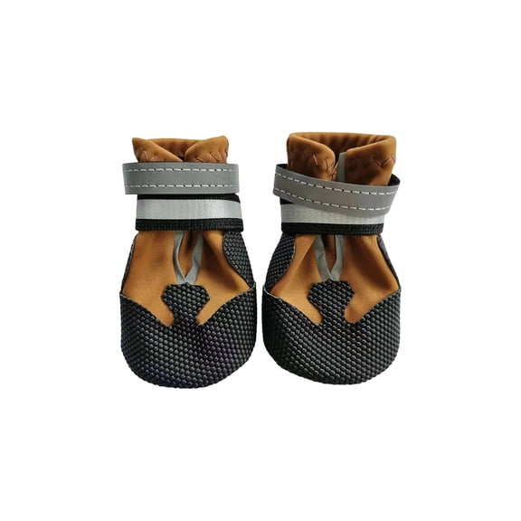 Adjustable Dog Boots with Soft Rubber Sole, Waterproof Dog Shoes with Reflective Straps, Paw Protector for Hot Pavement for Medium and Large Dogs - (Brown,S)