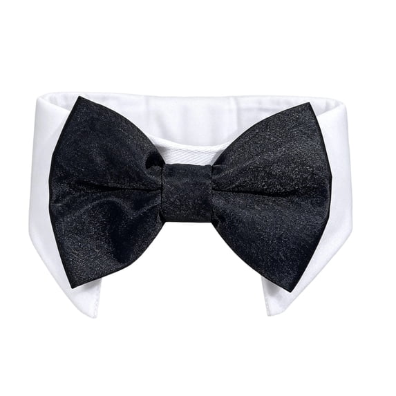 Adjustable Dog Bow Tie for Neck Girths Extra Large Dogs Comfortable Cotton Tuxedo Necktie Collar Boy Pets Grooming Wedding Holiday Birthday Party Cat Bow Tie White Formal Collar for Small Puppy