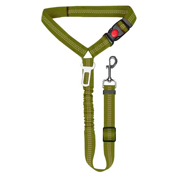 Adjustable Dog Car Seat Belt, 2 in 1 Pet Car Harness Seatbelt Dog Headrest Restraint Tethers Leashes,for Dogs Car Travel Driving Daily Walking,Elastic Buffer Anti-Jerk Lockable Buckle Belts,Green