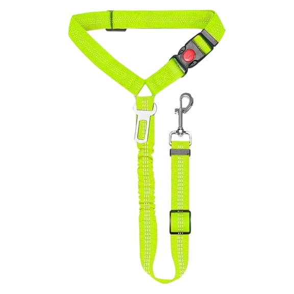 Dog Seat Belt for Car, 1 Pack Dog Car Harness Seatbelt Adjustable with Elastic Bungee Buffer, 2 in 1 Pet Car Leash Headrest Restraint Dog Reflective Safety Tether,Pet Car Safety Leash,Green