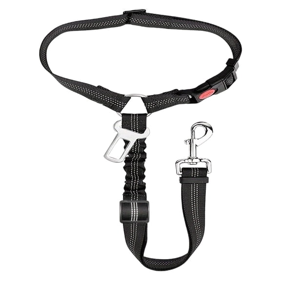 Adjustable Dog Car Seat Belt, 2 in 1 Pet Car Harness Seatbelt Dog Headrest Restraint Tethers Leashes,for Dogs Car Travel Driving Daily Walking,Elastic Buffer Anti-Jerk Lockable Buckle Belts,Black