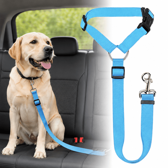 Adjustable Dog Car Seat Belt Tether, Headrest Mount Pet Safety Leash, Secure Backseat Restraint for Dogs & Cats Travel Driving Protection