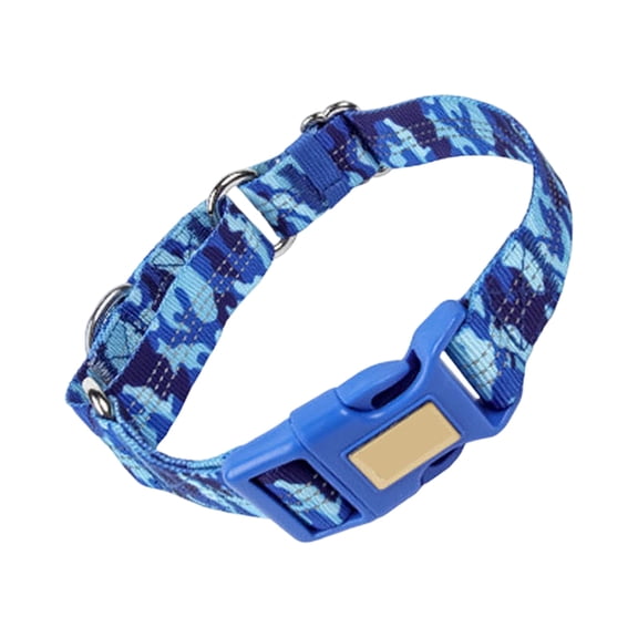 Adjustable Dog Collar with Camouflage Pattern, Double Metal Rings, Size A M - Adjustable Fit Range from 12 to 24 Inches (Suitable for Various Neck Sizes) - For Medium & Large Dogs, Daily Walking, Tra
