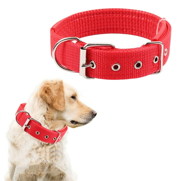Adjustable Dog Collar,Heavy Duty Breathable Nylon Wide Dog Collars with Metal Buckle D Ring for Large Medium Small Dogs