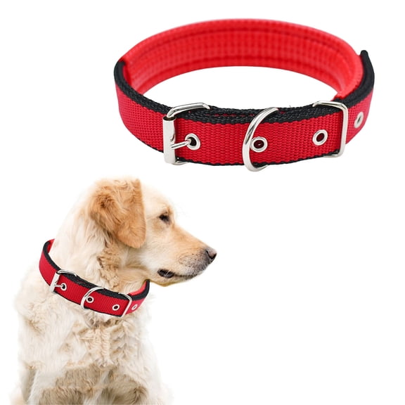 Adjustable Dog Collar,Heavy Duty Breathable Nylon Wide Dog Collars with Metal Buckle D Ring for Large Medium Small Dogs