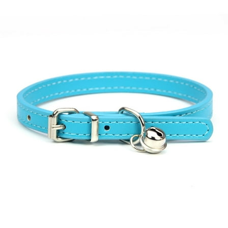 Adjustable Dog Collar with Bell - Soft PU Leather Puppy Collar for Small, Medium, Large Dogs & Cats, Teacup Yorkie Kitten Collars for Boy Girl Pets