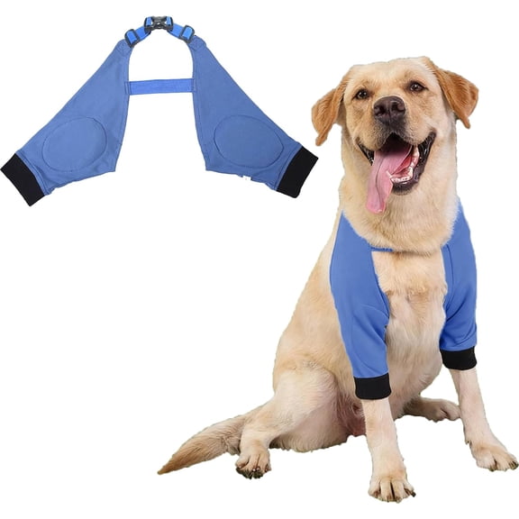 Adjustable Dog Elbow Protector, Dog Front Leg Elbow Brace, Soft Breathable Padded Support for Injury Recovery Surgery Joint Protection Small Medium Large Dogs (Blue, M)