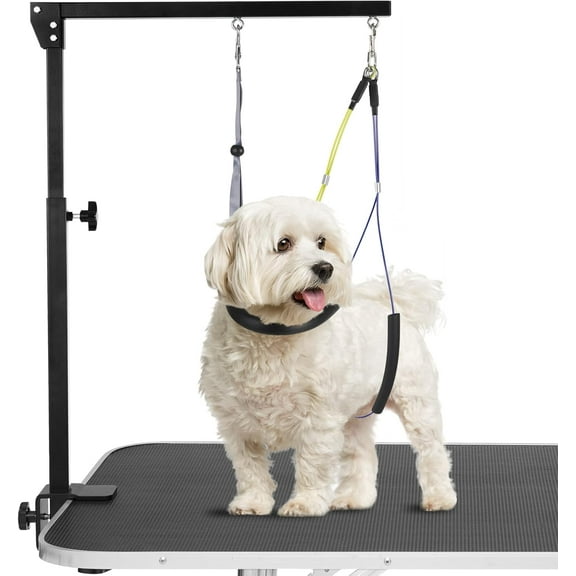 Adjustable Dog Grooming Arms with Anti-Slip Powerful Metal Clamp,Portable Pet Grooming Arm for Table with 1 Loop Noose & Two No Sit Haunch Holder,Grooming Restraint for Small Medium Dogs/Cats at Home