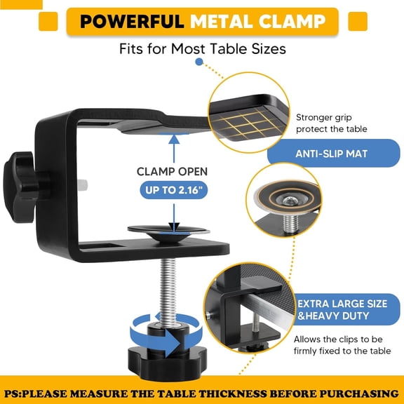 Adjustable Dog Grooming Arms with Anti-Slip Powerful Metal Clamp, Portable Pet Grooming Arm for Table with 1 Noose & Two No Sit Haunch Holder, Grooming Restraint for Small Medium Dogs/Cats at Home