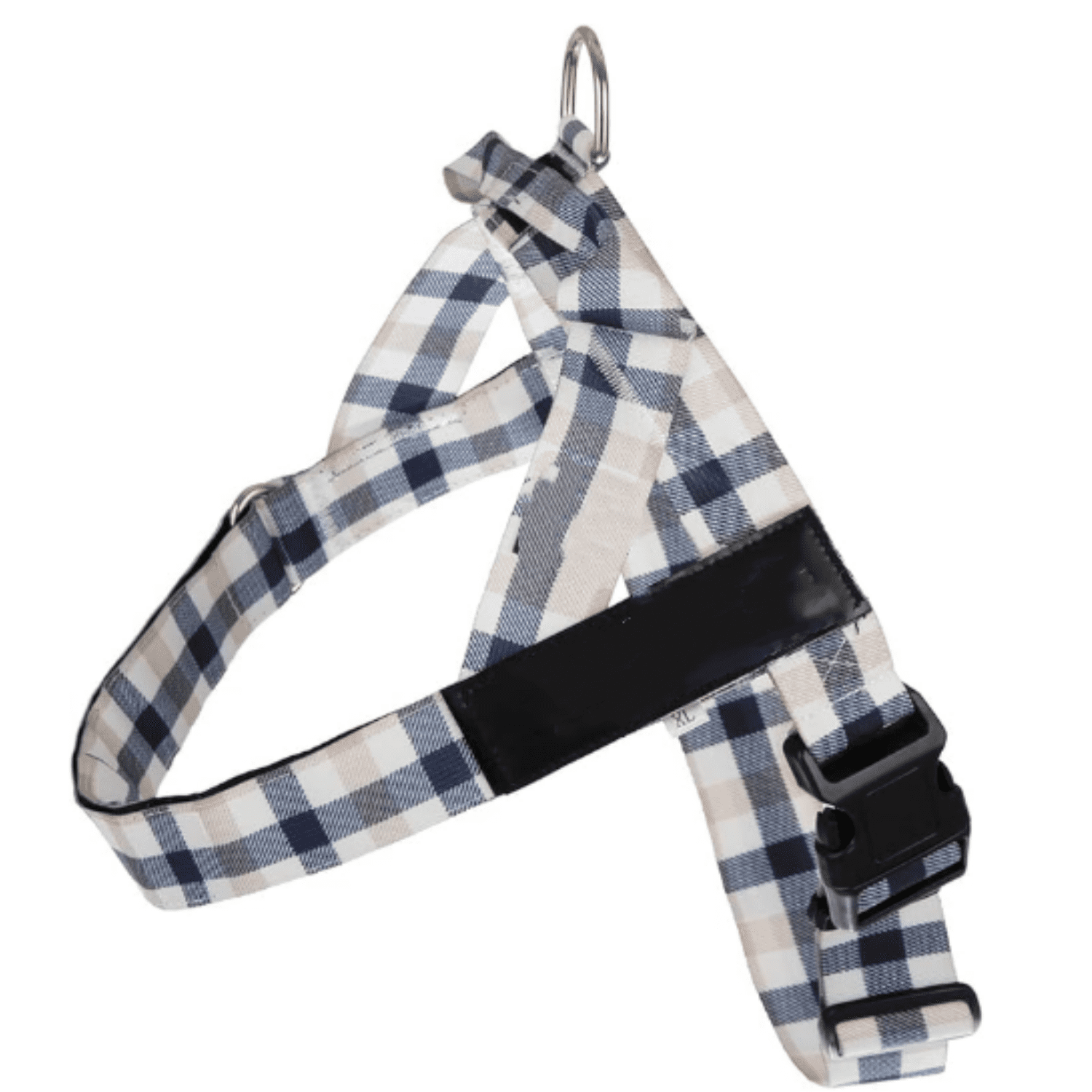 Adjustable Dog Harness– No Pull, No Choke – for English Bulldogs, French Bulldogs, Pugs & Broad-Chested Breeds – Easy,  Walks (Blue TAN Plaid, Medium)
