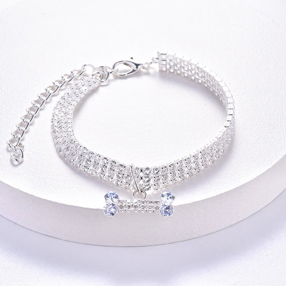 Adjustable Dog Necklace Collar With Zircon Rhinestone & Diamond Pendant, Luxury Copper Pet Accessory In Silver/Gold/Rose Gold For Small/Medium/Large Dogs, 1Pc