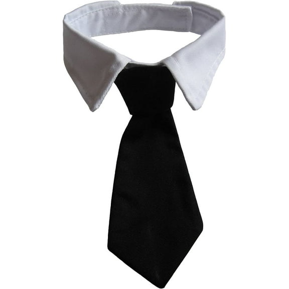 Adjustable Dog Necktie Pet Tuxedo Cotton Collar with Black Tie for Small Medium and Large Dogs Cats (S)