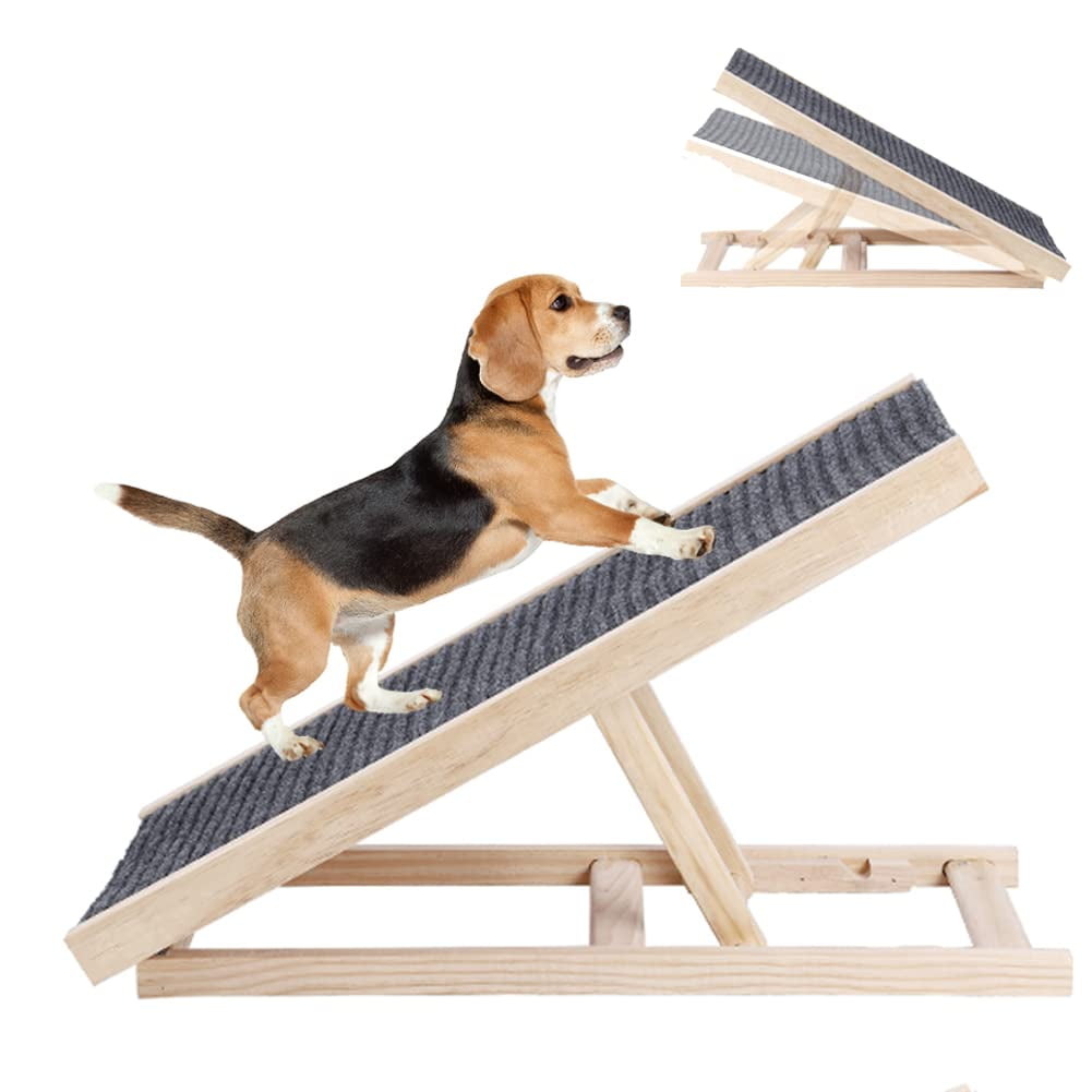 Luku Adjustable Dog Ramp, 27.56-Inch Wooden Pet Ramp for Dogs and Cats ...
